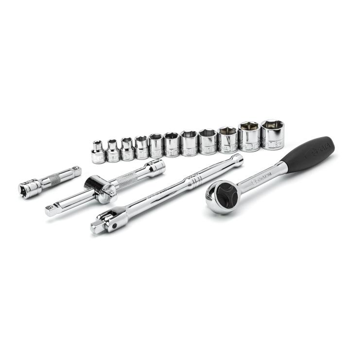 Image of 16 Pc. 3/8" Drive 6 Point SAE 60T Socket Set - SATA