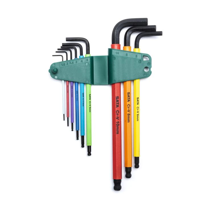 Image of 9-Key Metric Long Ball Point Hex Key Set - SATA