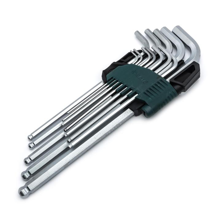 Image of 12-Key Metric Extra Long Ball Point Hex Key Set - SATA