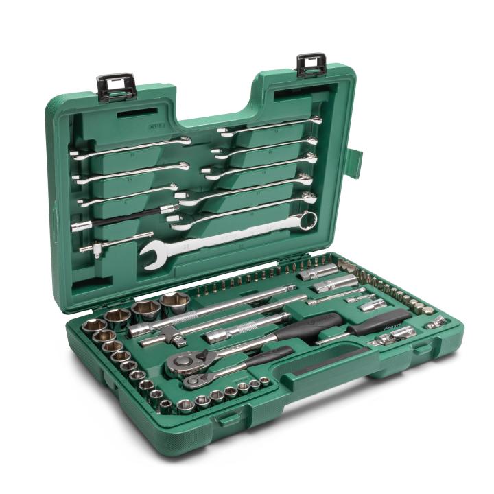 Image of 76 Pc. 1/4” and 1/2” Drive Metric 6 PT Socket Wrench Set - SATA