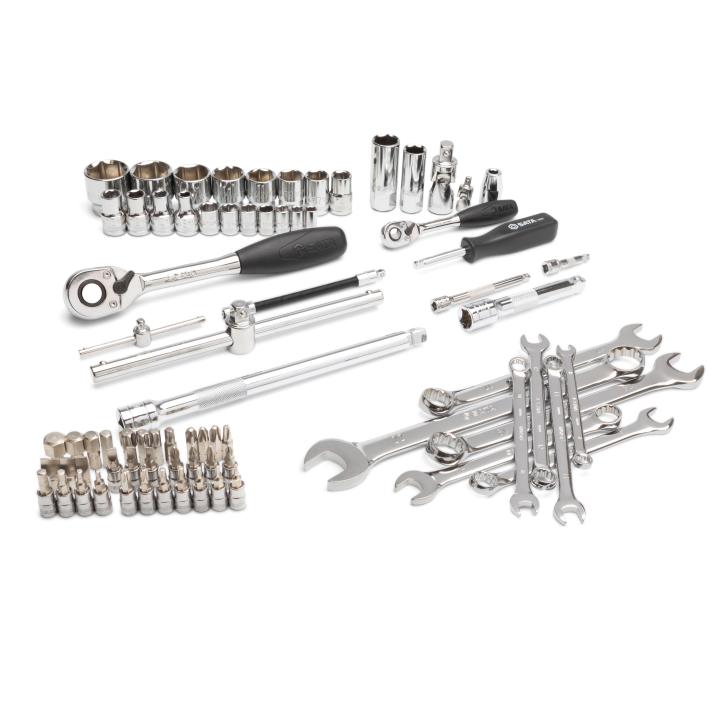 Image of 76 Pc. 1/4” and 1/2” Drive Metric 6 PT Socket Wrench Set - SATA