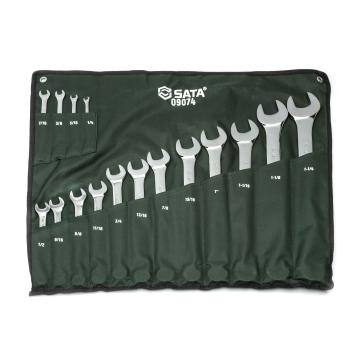 Image of 16 Pc. 12 Point SAE Full Polish Combination Wrench Set OLD - SATA