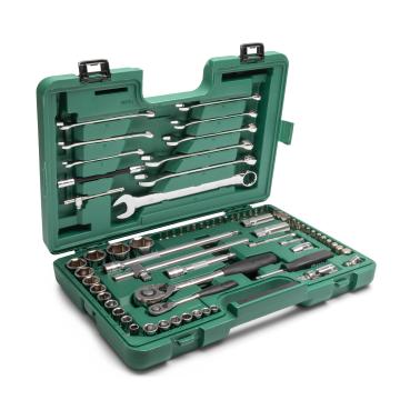 Image of 76 Pc. 1/4” and 1/2” Drive Metric 6 PT Socket Wrench Set - SATA